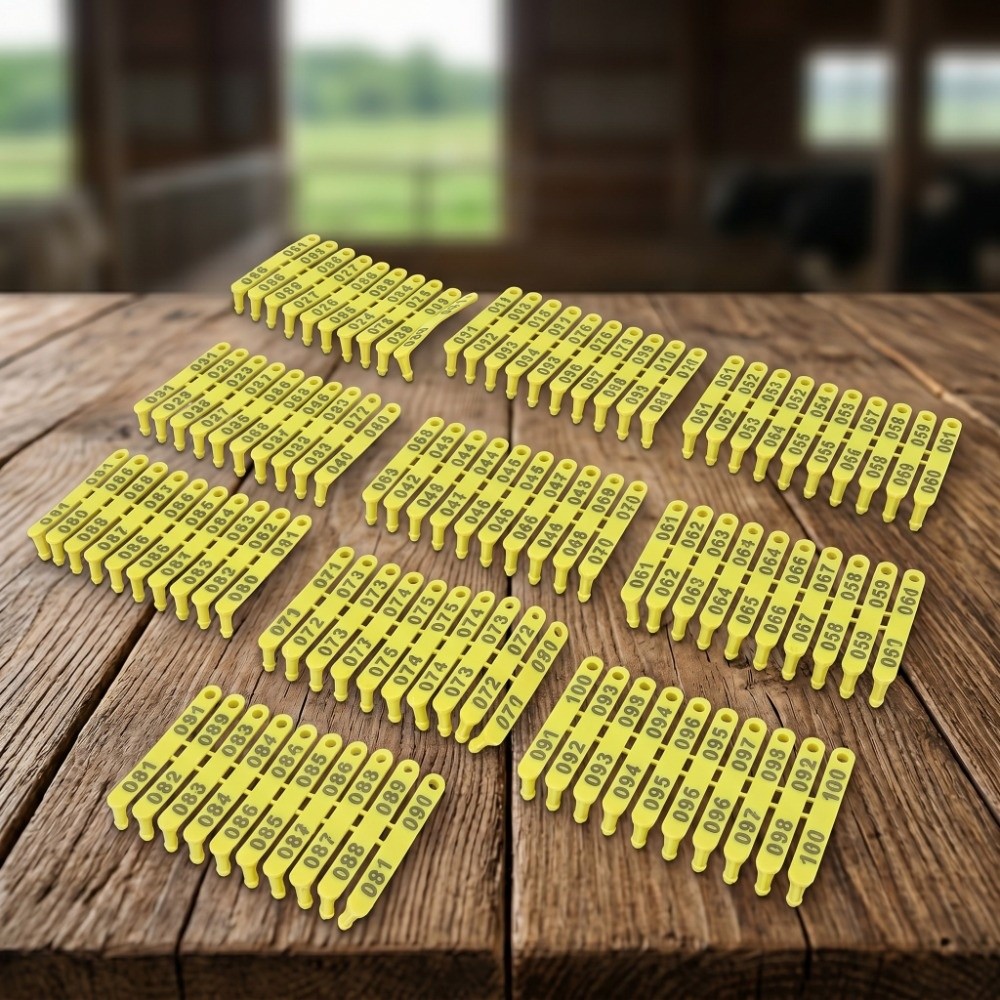 Livestock Ear Tag - 100 Adet Numara 001-100 Hayvancılık Kulak