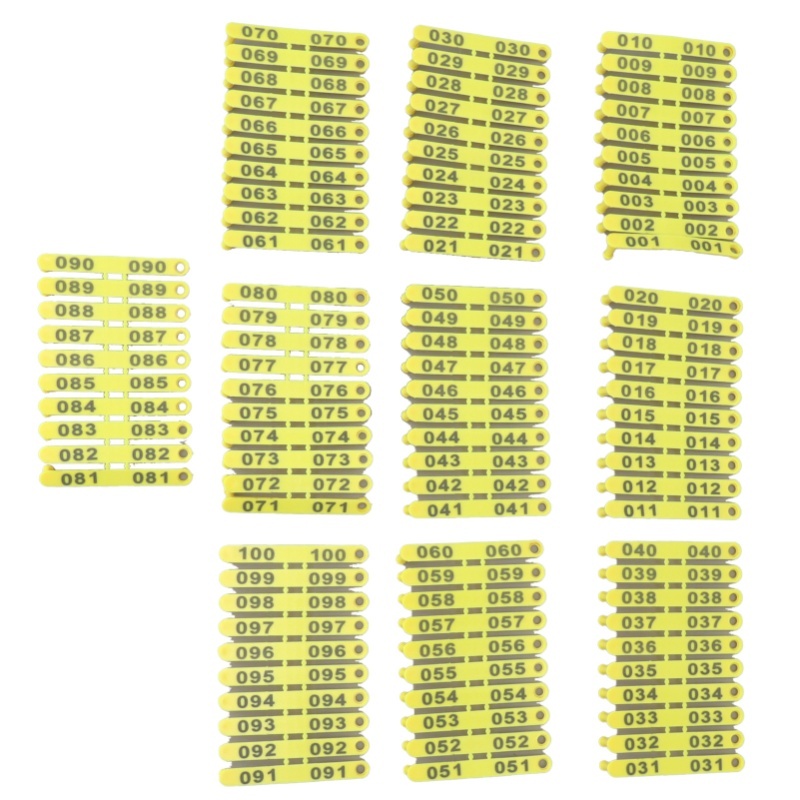 Livestock Ear Tag - 100 adet 001-100 numaralı plastik hayvancılık